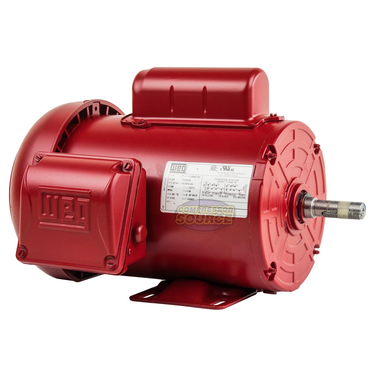 WEG 1 HP 1 Phase Farm Duty Electric Motor 1745 RPM 56 Frame 115-230V TEFC 00118ES1RFD56-S