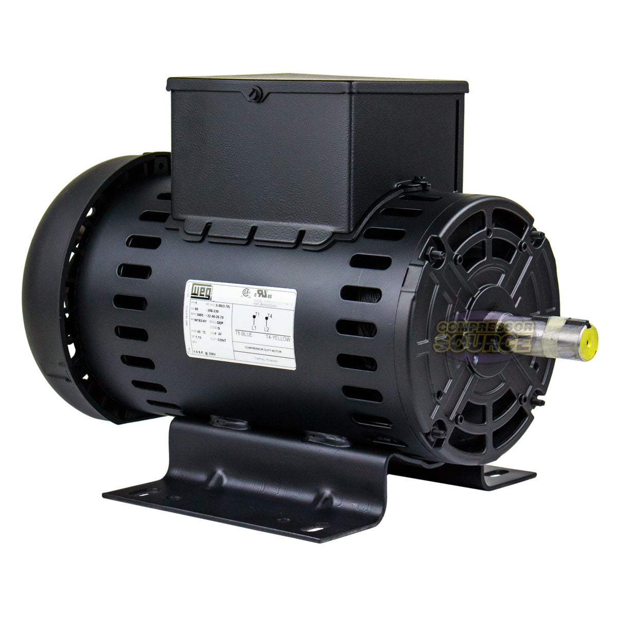 WEG 5 HP 1 Phase Electric Motor 3465 RPM 182/4Y - 56HZ Frame 208-230V ODP 00536OS1CCDW184Y-S