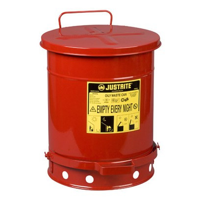 Justrite 6 Gal Oily Waste Can w/ Foot Operated Cover (Red)