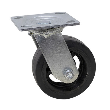 5" x 2" Swivel Plate Caster Rubber Tire On Cast Iron Wheel WC6650-01-RCI