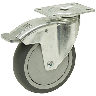 4-15/16" x1-1/4" Rhombus Swivel Plate Caster w/Brake