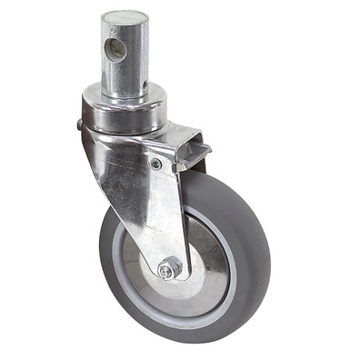 5" x 1-1/4" Medcaster Swivel Round Stem Caster w/ Manual Total Brake HC05RPP125DTCl02