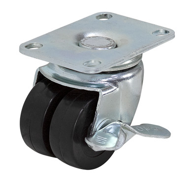 2" x 3/4" Twin Wheel Swivel Plate Caster w/ Brake Jarvis FBD3A1022