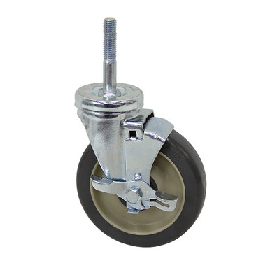 5" x 1-1/4" JARVIS 5-40-213GFVL Swivel Threaded Stem Caster TPR Wheel w/ Brake