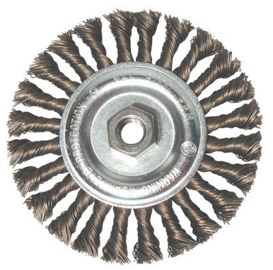 Anchor Products Standard Twist Knot Wheels, 6 in D, 1/2 in Face, 0.23 Stainless Steel Wire, 1 EA, #94869