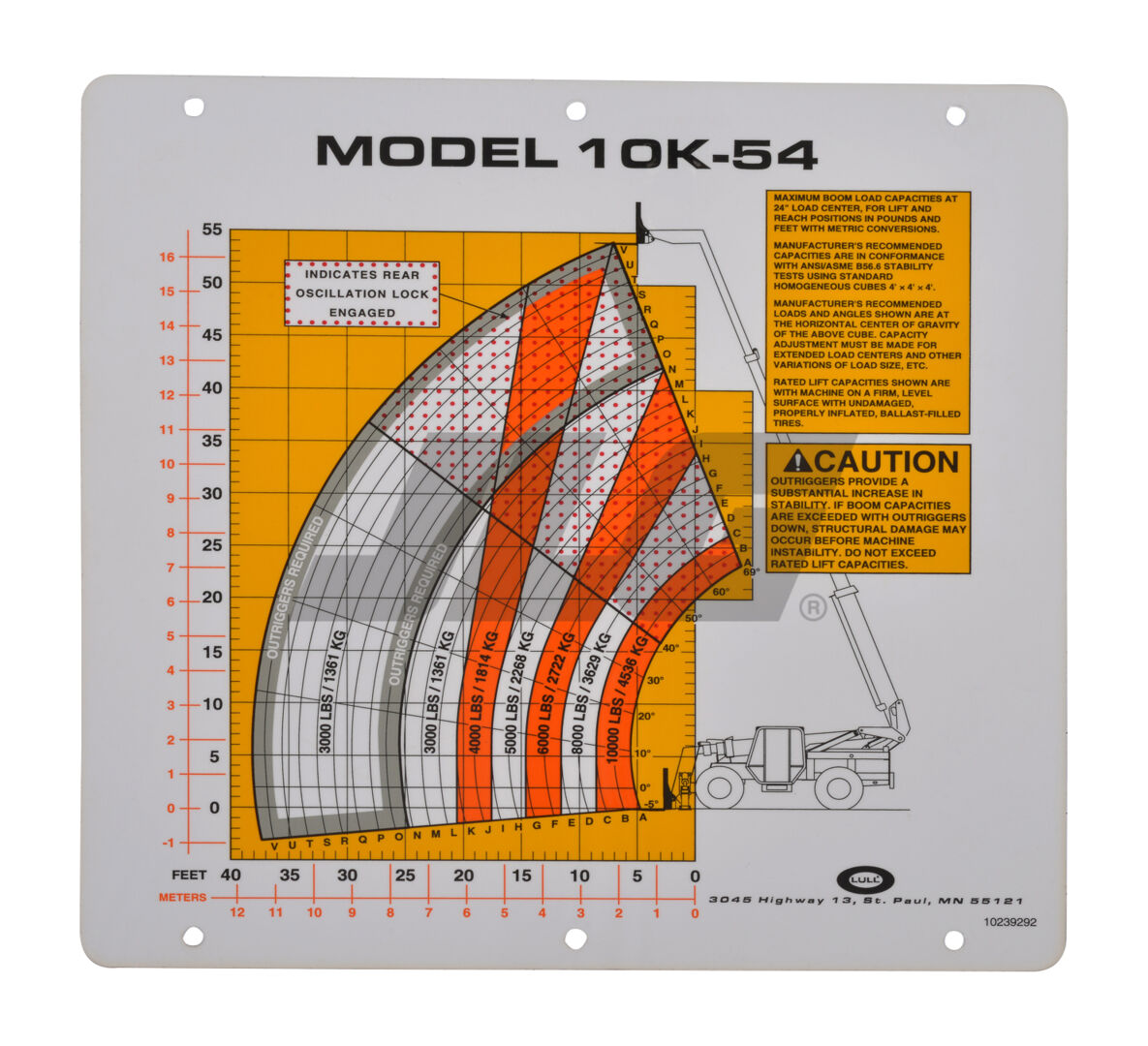 JLG Part # 10239292 – Load C Flip Card