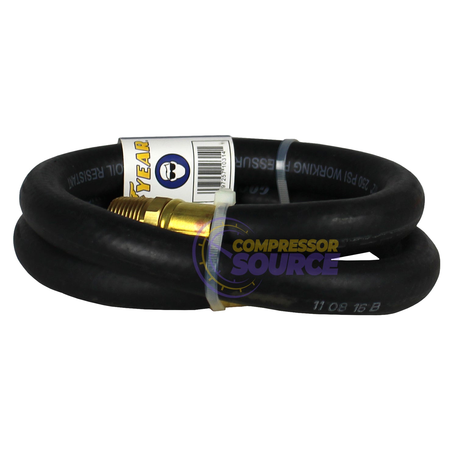 Goodyear 3' x 1/2" Rubber Air Hose Whip 250 PSI 1/2" NPT 10314