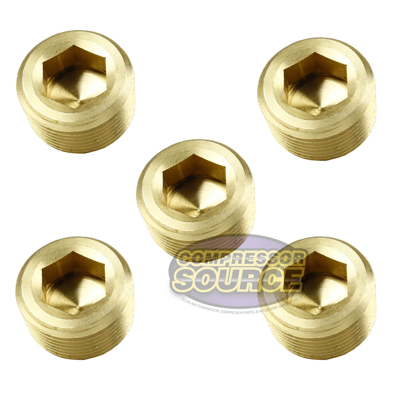 3/4" NPTF 5 Pack Brass Countersunk Hex Plug Head Style Pipe Fitting 109UJ-5Pack