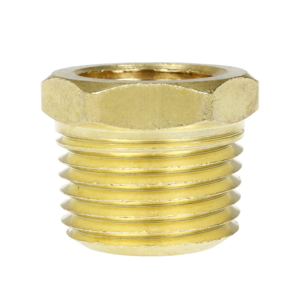 1/2" x 3/8" Male NPTF x Female NPTF Hex Bushing Reducer Brass Pipe Fitting