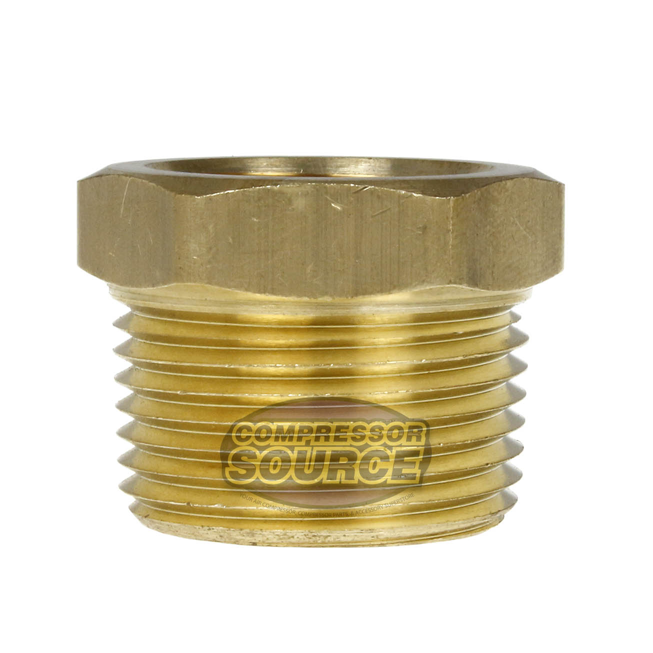 1" x 3/4" Male NPTF x Female NPTF Hex Bushing Reducer Brass Pipe Fitting