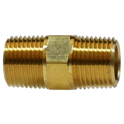 1/4" Male NPTF Hex Nipple Solid Brass Straight Pipe Fitting 1200 PSI 112XC