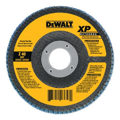 DeWalt Type 27 XP High Density Flap Discs, 7 in Dia, 5/8 in Arbor, 40 Grit, 8,700 rpm, 5 EA, #DW8270