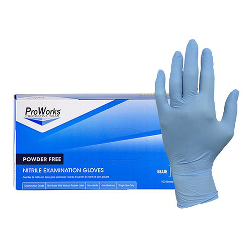 Adenna ProWorks Blue Nitrile Exam Gloves, Powder-Free, Medium