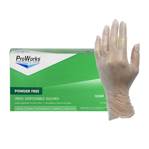 Adenna ProWorks Clear Vinyl Latex-free Powder-free Gloves, Small