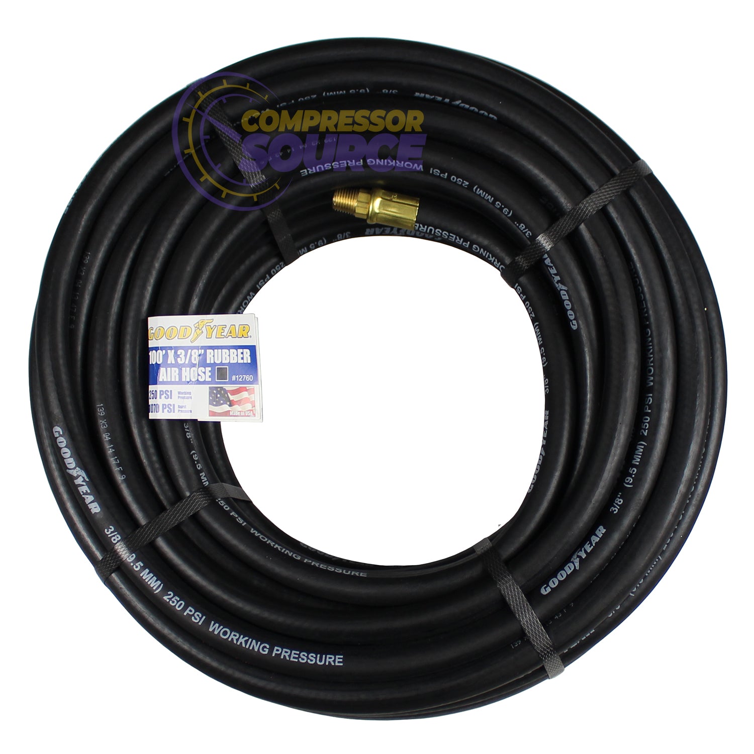 Goodyear 100' x 3/8" Air Hose 1/4" NPT 250 PSI 12760