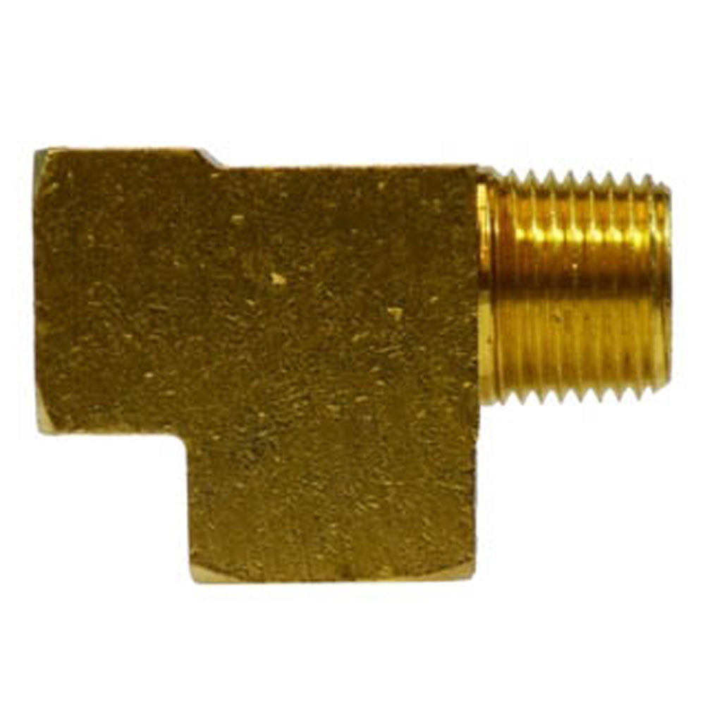 1/4" Female NPTF x Male NPTF x Female NPTF Barstock Street Tee Brass Fitting 127C