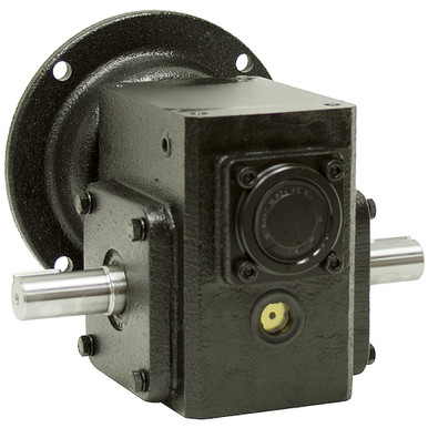 15:1 Right Angle Cast Iron Worm Gear Reducer 0.63 HP 56C Dual Output Worldwide HDRF-133-15-DE-56C