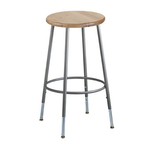 Krueger Maple Seat Stool, Adjustable-Height, 19" to 27"
