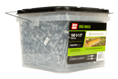Grip Rite 16d, 10 Gauge, 3-1/2" Box Nails, Hot Dipped Galvanized, Diamond Point, Smooth Shank, (30 lb/Bucket), #16HGBXBK
