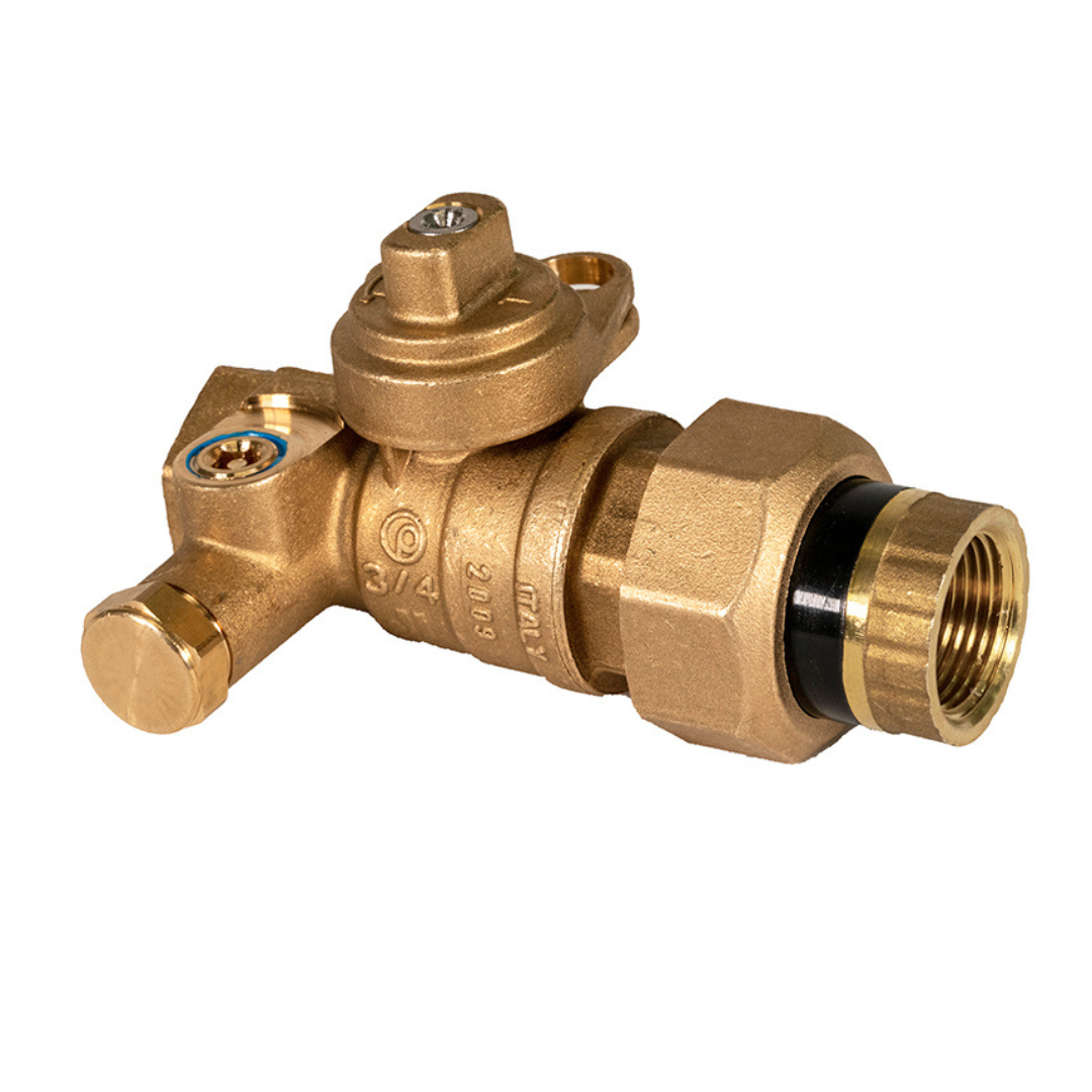 Jomar 243-004D 3/4 Inch BRASS Utility Gas Ball Valve, Full Port, Service Bypass, 175 PSIG, with Insulated Tail Piece - Carton of 4
