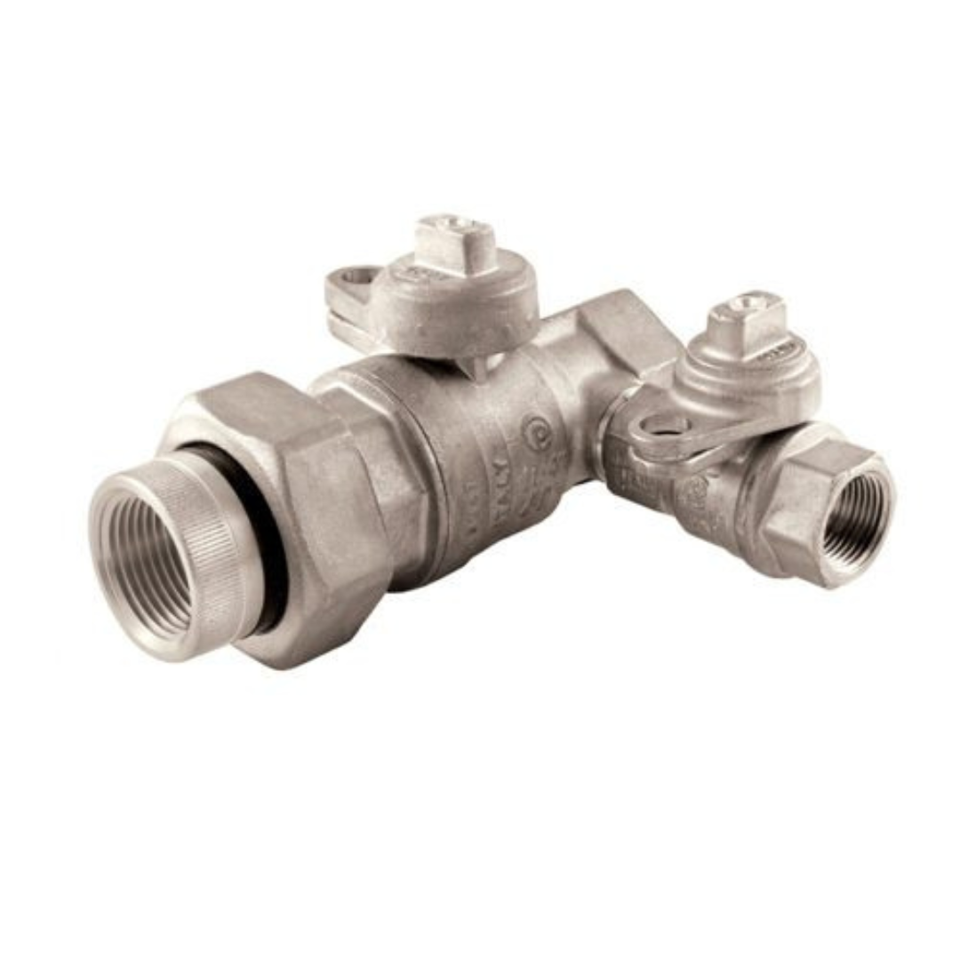 Jomar 243-104T 3/4 Inch TEA Utility Gas Ball Valve, Full Port, Service Bypass, 175 PSIG, with Insulated Tail Piece