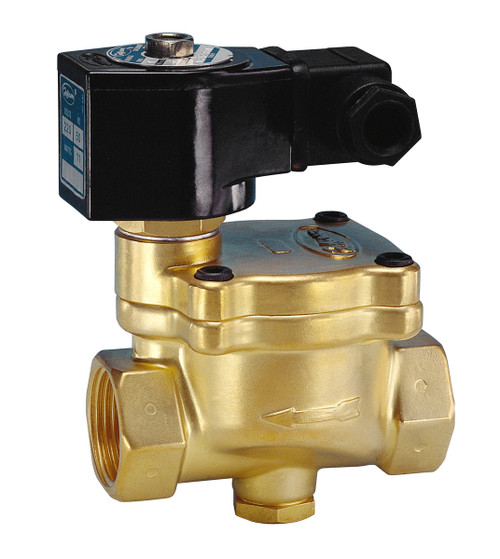 Jefferson Valves 1342 Series 2-Way Brass Explosion Proof Solenoid Valves - Normally Open - 2 in., 120/60V AC Voltage