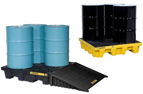 Justrite EcoPolyBlend 4 Drum Square Spill Control Pallets