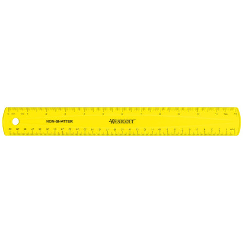 Westcott Shatterproof Ruler, Translucent, 12"
