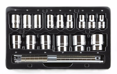 15 Piece 12 Point Standard Metric Proferred 1/2" Drive Socket Set