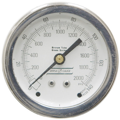 2000 PSI 140 kg/cm2 Pressure 2.5" Dia. Dry Back Mount 1/4" NPT Steel Gauge Versa V2351YM23