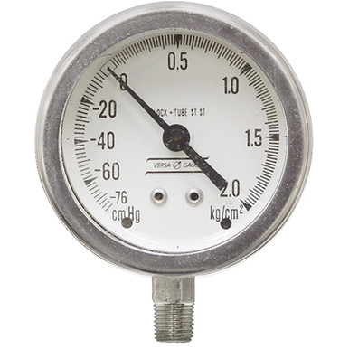 76cmhg-0-2 kg/cm² Pressure & Vacuum 2.5" Dia. Dry Lower Mount 1/4" NPT Steel Gauge Versa V2354YE24