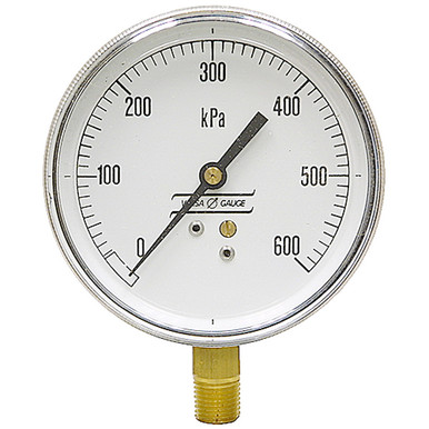 600 KPA Pressure 3.5" Dia. Dry Lower Mount 1/4" NPT Steel Gauge Versa
