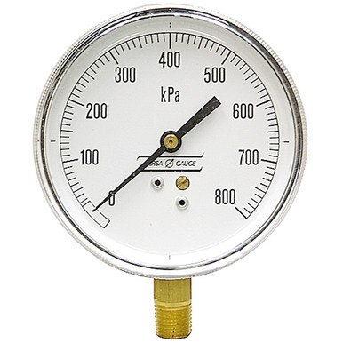 800 KPA Pressure 3.5" Dia. Dry Lower Mount 1/4" NPT Stainless Steel Gauge Versa V33010KO4