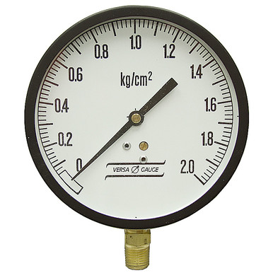 2 kg/cm² Pressure 4.5" Dia. Dry Lower Mount 1/4" NPT Steel Gauge Versa V43010EC4