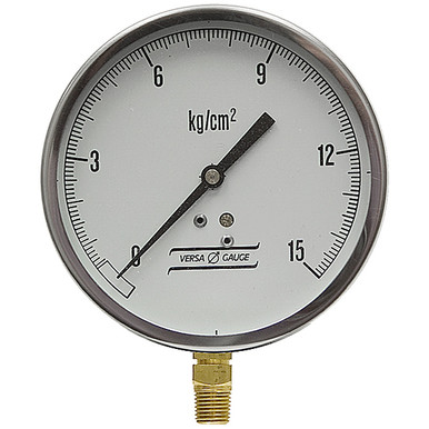 15 kg/cm² Pressure 4.5" Dia. Dry Lower Mount 1/4" NPT Steel Gauge Versa V4301YEI4