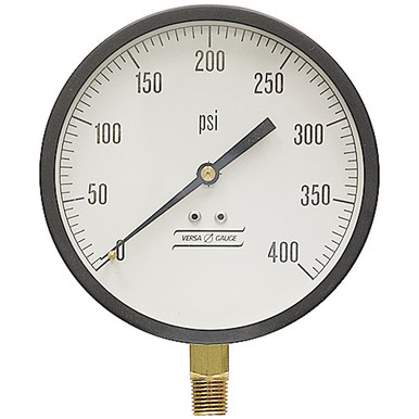 400 PSI Pressure 4.5" Dia. Dry Lower Mount 1/4" NPT Steel Gauge Versa V43010PK4