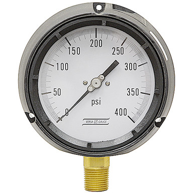 400 PSI Pressure 4.5" Dia. Dry Flange Panel Mount 1/2" NPT Plastic Gauge Versa V4901QPK2