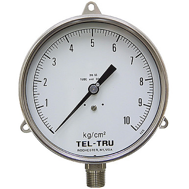 10 kg/cm² Pressure 6" Dia. Dry Flange Panel 1/2" NPT Stainless Steel Gauge Tel-Tru 6030SS2L1B4DE