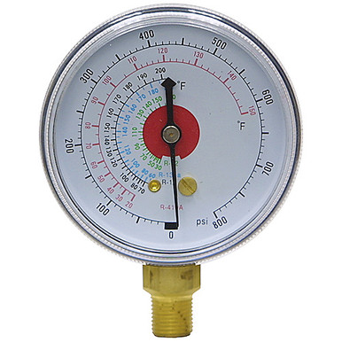 800 PSI Refrigerant (Pressure & Temperature) 2.5" Dia. Dry Lower Mount 1/8" NPT Plastic Gauge Winters RGA801-BM