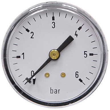 6 Bar 2" Dia. Dry Back Mount 1/4" NPT Plastic Gauge