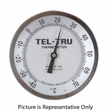 `-40 - 70 Degree C 5" Face 9" Stem Teltru AA575R Series 42100984 Thermometer