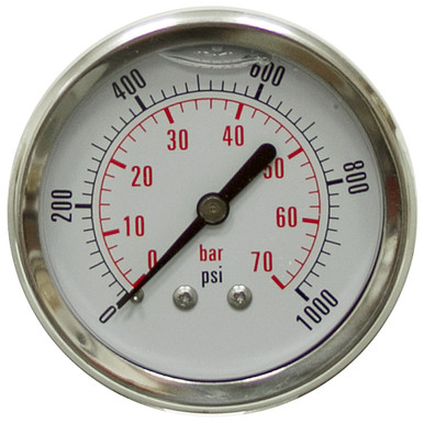 1000 PSI Pressure 2.5" Dia. Liquid Filled Back Mount 1/4" NPT Stainless Steel Gauge Dynamic CF1P-070-D