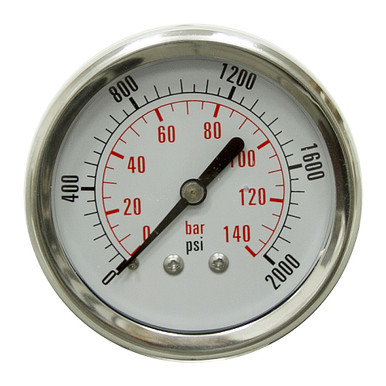 2000 PSI 140 BAR Pressure 2.5" Dia. Liquid Filled Back Mount 1/4" NPT Stainless Steel Gauge Dynamic CF1P-140-D