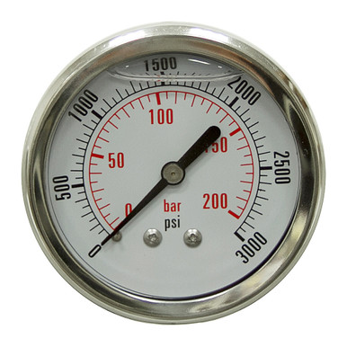 3000 PSI 200 BAR Pressure 2.5" Dia. Liquid Filled Back Mount 1/4" NPT Stainless Steel Gauge Dynamic CF1P-210-D