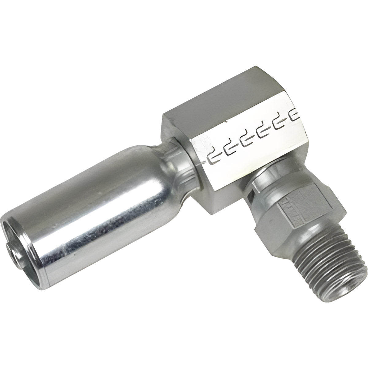 3/8 INCH HOSE X 3/8 INCH - 18 NPT MALE ELBOW - 90 SWIVEL