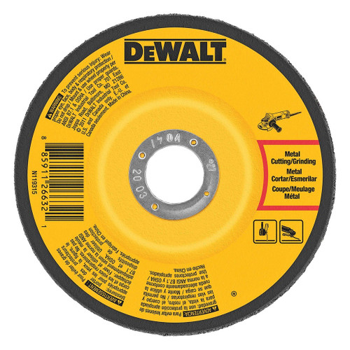 DeWalt Type 27 Depressed Center Metal Grinding Wheel, 5" x 1/4" x 7/8"
