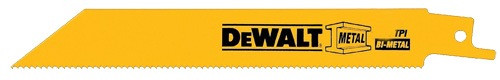 DeWalt Straight Back Bi-Metal Reciprocating Blade, 6" 14 TPI