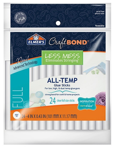 Elmer's CraftBond Less Mess All Temp Glue Sticks 4" 24/pkg.