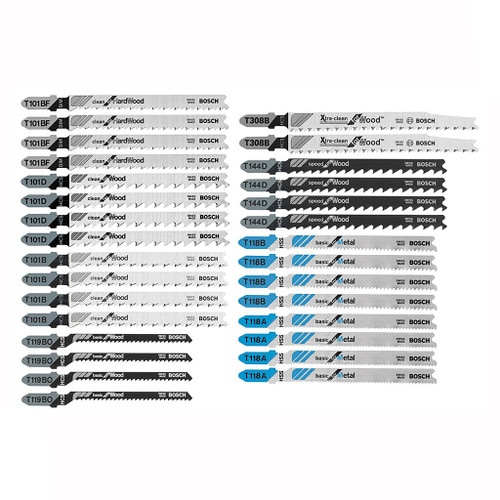 Bosch 30-Piece T-Shank High Carbon Steel Jig Saw Blade Set Contractor Set