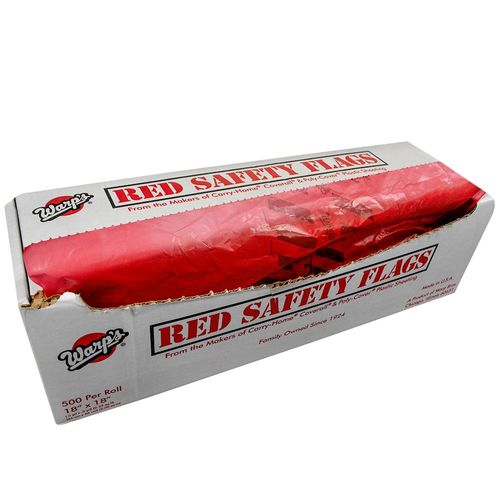 Red Safety Flags 18" x 18" -500 Per Roll